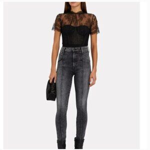 MOTHER The Swooner Ultra High-Rise Seamed Skinny Jeans in Train Stops Sz. 24